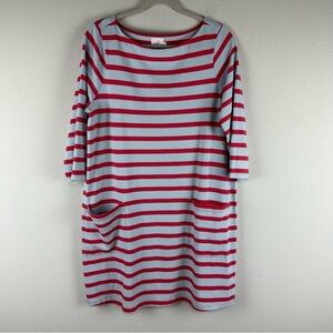 The Nines Hatch Red Blue Striped T-Shirt Pocket Maternity Dress Size Medium